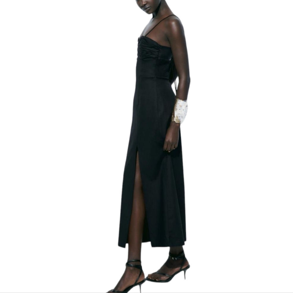 Zara NWT Linen Blend Midi dress Size small - Picture 4 of 12